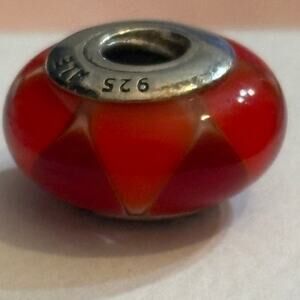 Pandora Red Murano Glass Charm 925 ALE Sterling Silver